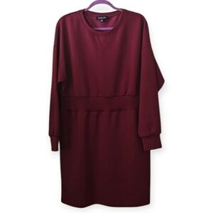 Rachel Zoe Jersey Knitted Knee Length Long Sleeves Dress Color Burgundy Size XL